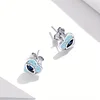 925 Silver Zircon Heart Eye Stud Earrings 