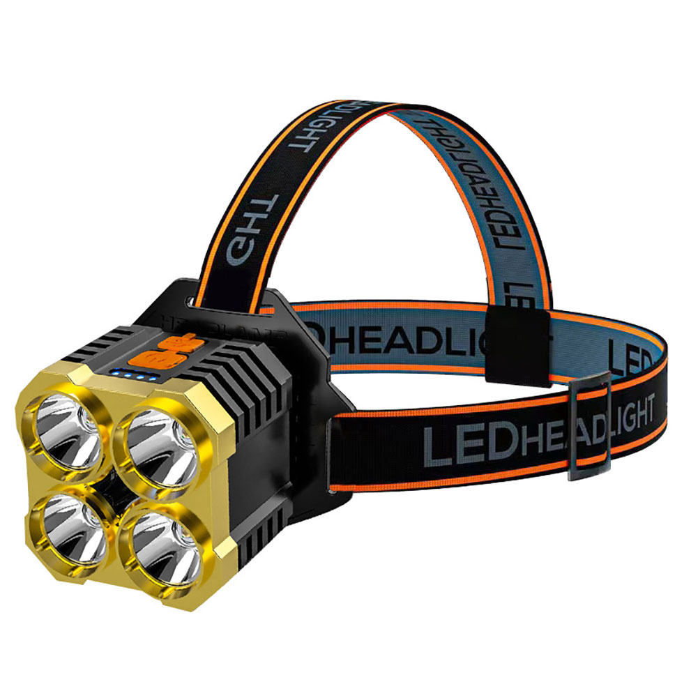 

4LED Strong Headlight Flashlight USB Waterproof Camping Fishing Headlamp, 501 Original