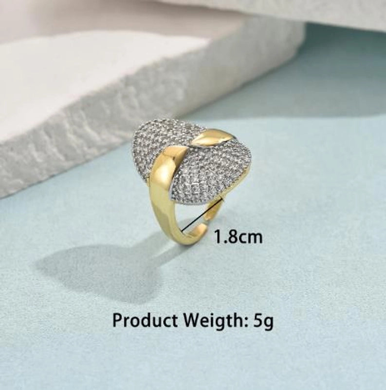Copper 18K Gold Plated Inlay Geometric Zircon Open Rings