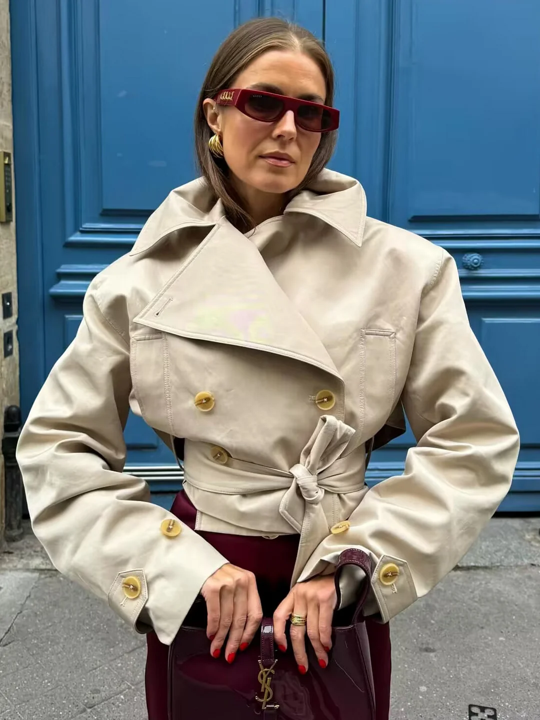 Nigikala Nigikala Tie With Long-Sleeved Wind Coat Jacket Top 2025 Spring And Autumn New A14090