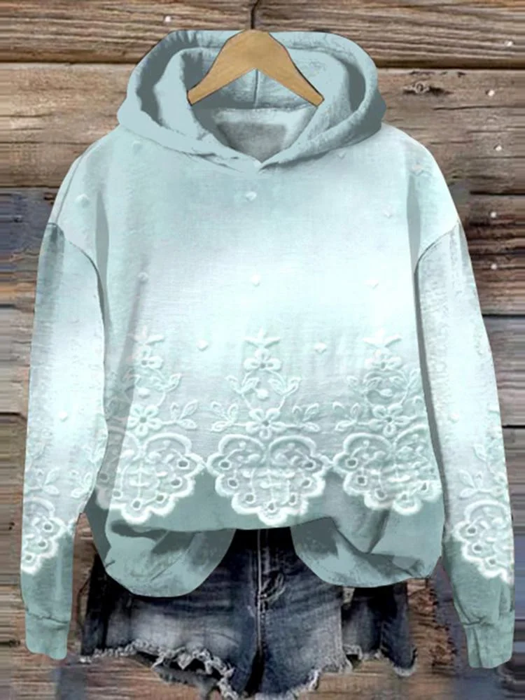 Women's Vintage Lace Printed Casual Sweatshirt