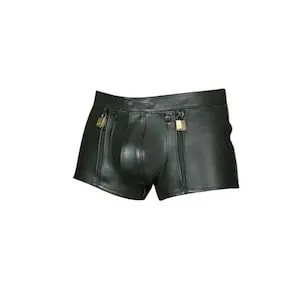 pornhint Pornhint Exclusive Bondage Premium Leather Men BDSM Shorts With Lockable Zippers - Booty Shorts - Leather Shorts Men - BDSM Shorts - anime shorts