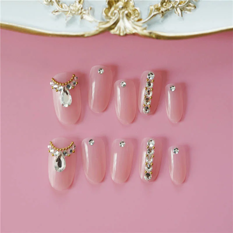 24Pcs Full Cover Short Square Head press on nail Patch Pink Dripping Shape Heart nail tips Wearable Fake Nail with Glue for girl-Nail Inspo