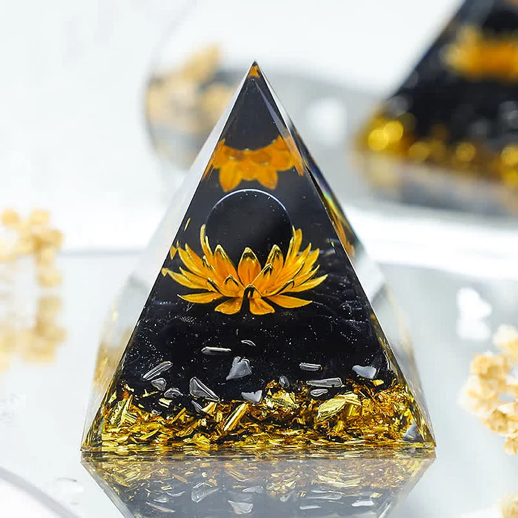 "Light In The Dark" -Black Onyx  Lotus Orgone Pyramid