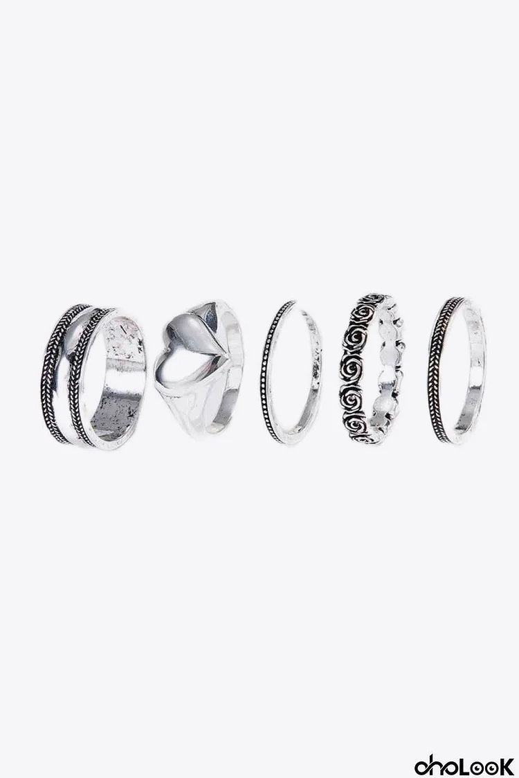 Zinc Alloy Five-Piece Ring Set