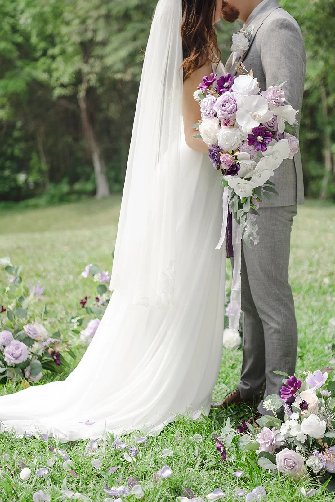 Standard Cascade Bridal Bouquet in Lilac & Gold