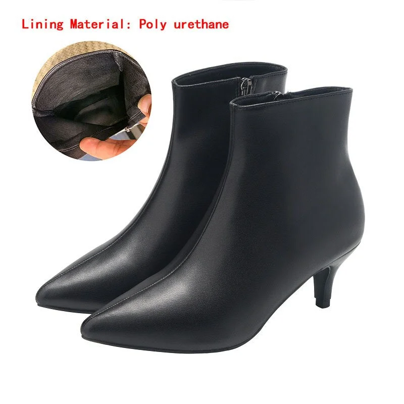 2018 autumn and winter new style with fine pointed high heels Martin boots white boots leather boots Women's boots spring wedgie