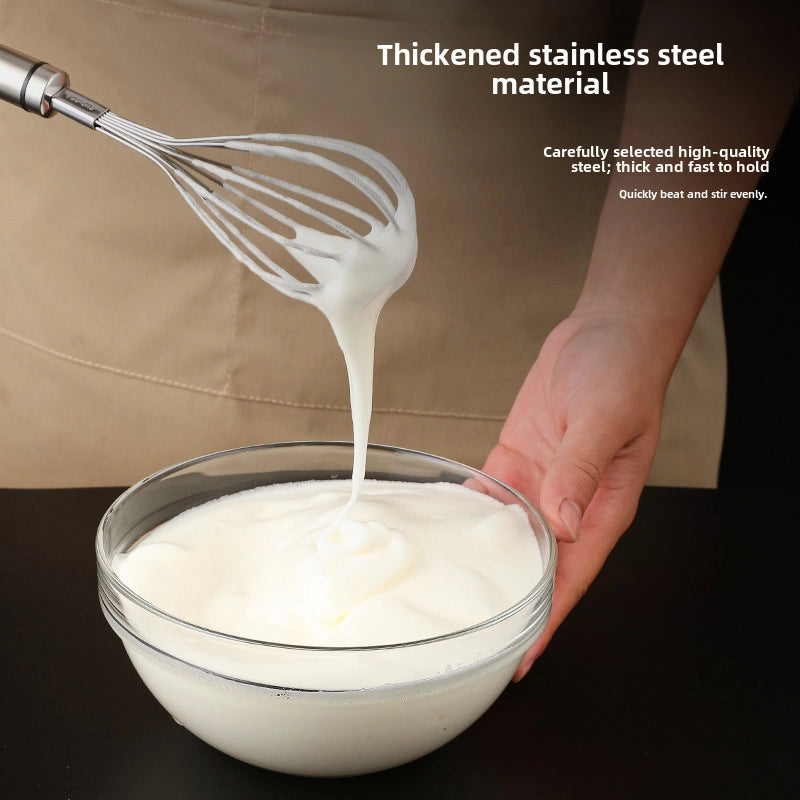 304 Stainless Steel Egg Beater Manual Thickening Manual Mixing Rod And Noodle/egg Whisk Lengthened Baking Tool