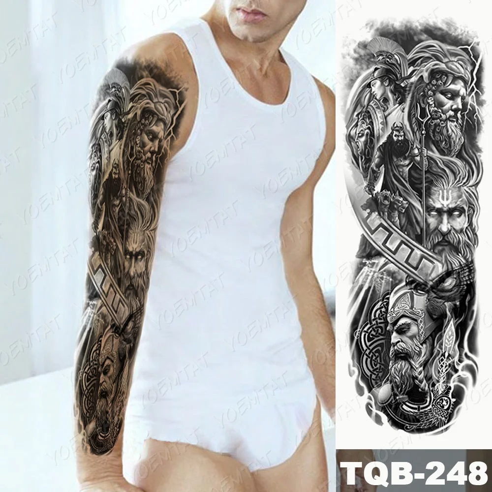 Men Full Arm Waterproof Temporary Tattoo Sticker Clock Rose Tiger Totem Transfer Body Art Fake Tatoo Cool sexy tato Woman