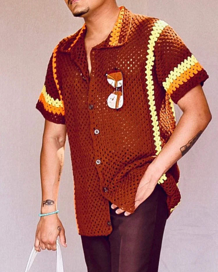 Men’s Bottom Down Crochet Shirt