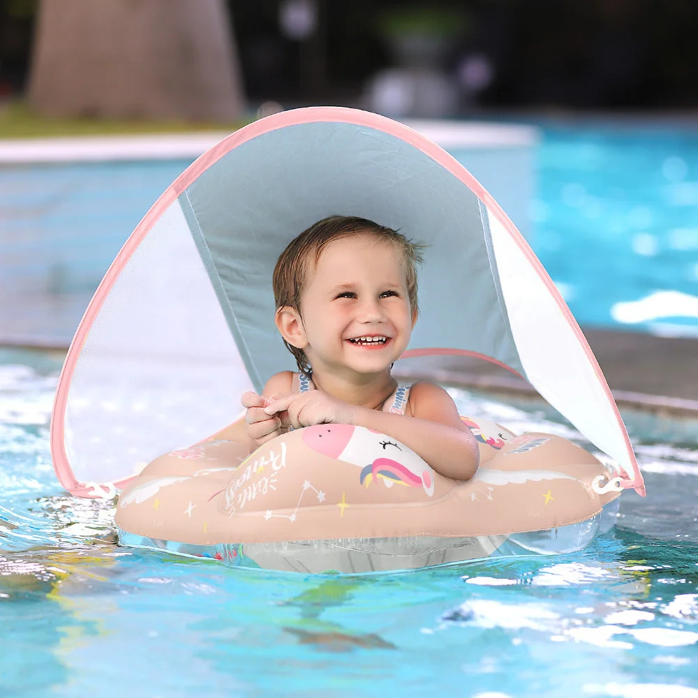 Baby Smart Swim Trainer Safety Pool Float Ring with UV Canopy