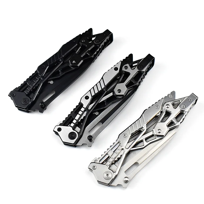 EDC Mechanical Outdoor Camping Picnic Folding Knife 5Cr13Mov Blade Stainless Steel Handle Tactical Survival Pocket Knife