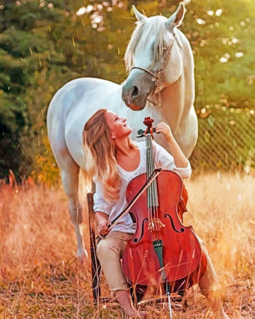 

Violinist Girl With A White Horse – Women Paint By Numbers - 40*50CM, 501 Original