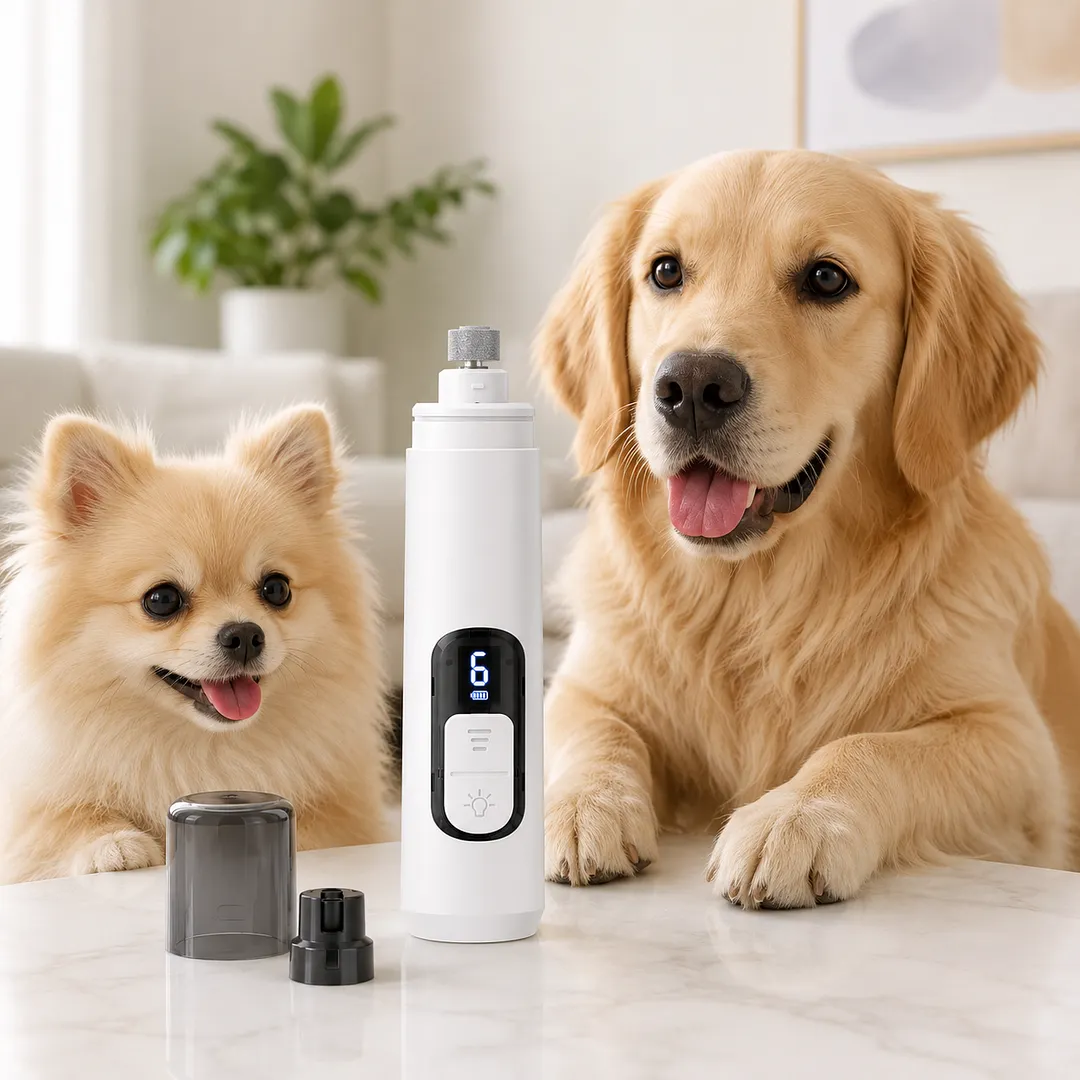 BEBANG Rechargeable 6-Speed Dog Nail Grinder, Pet Nail Trimmer with LED Display & 2 LED Lights, 3 Grinding Bits, No Over-Cutting, Stress-Free Grooming for Dogs, Cats & All Sensitive Pets