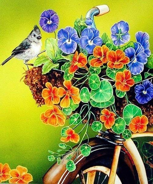

Flower in Bicycle Basket – Paint By Numbers - 40*50CM, 501 Original