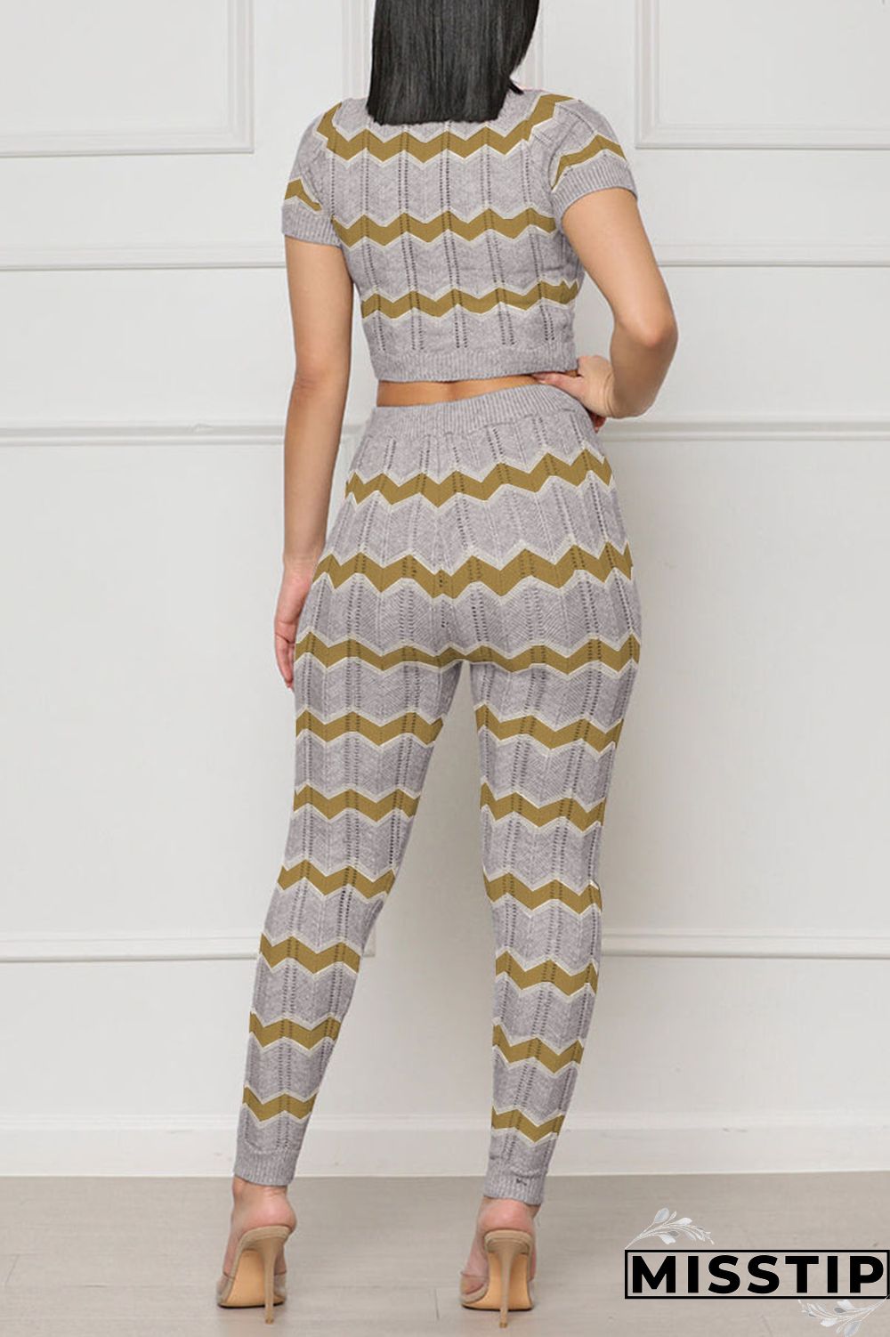 Pink Casual Patchwork O Neck Short Sleeve Two Pieces