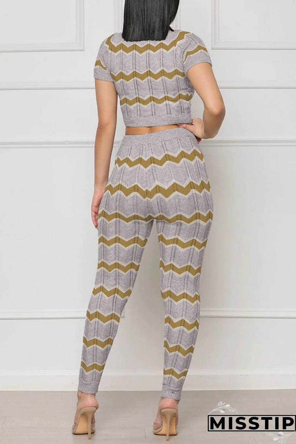 Pink Casual Patchwork O Neck Short Sleeve Two Pieces