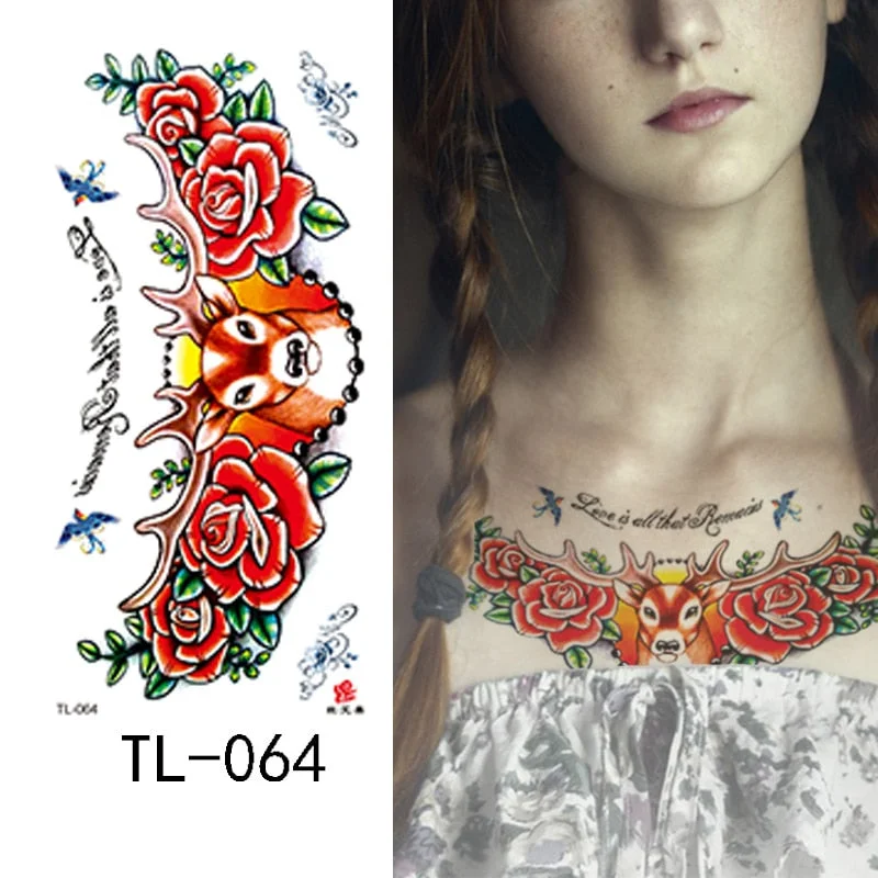 Flower arm waterproof tattoo stickers half arm painted animal durable waterproof European and American temporary tattoo stickers