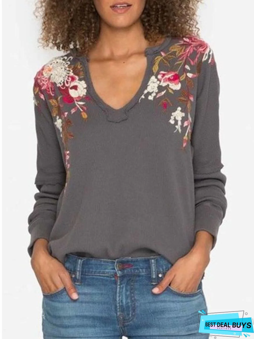 Boho Loose V Neck Casual Top