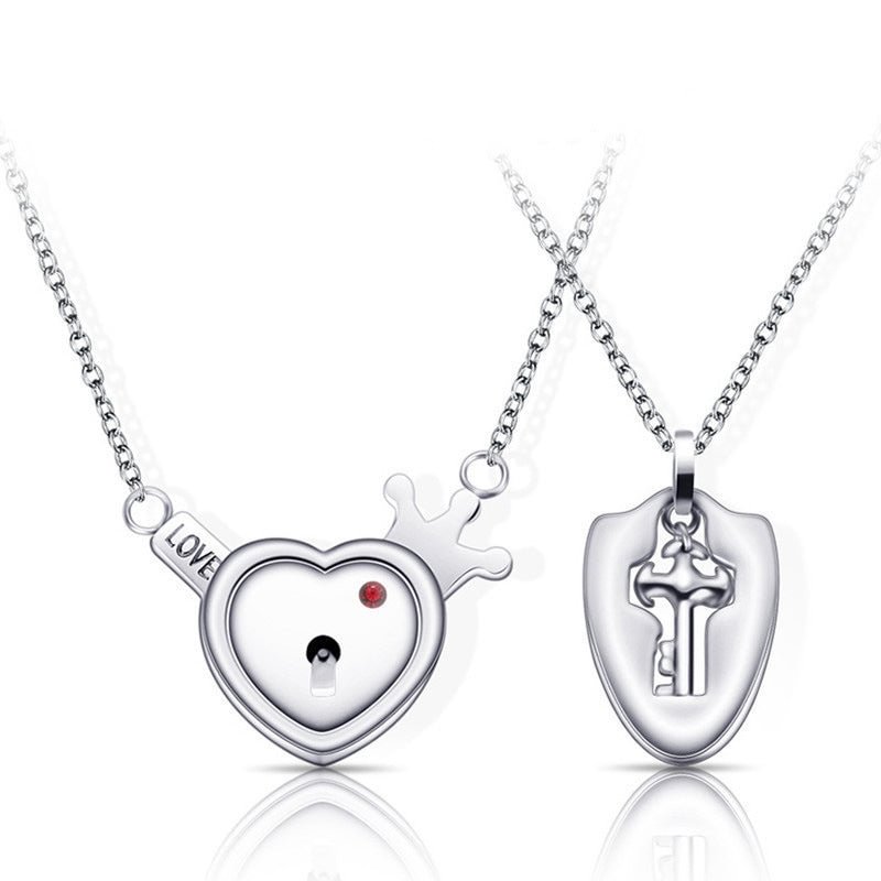 Buzzdaisy Lock Key Necklaces Couples BFFs Set
