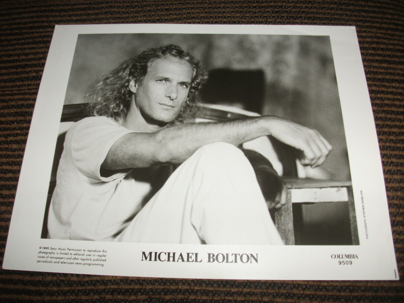 Michael Bolton B&W Promo 8x10 Photo Poster painting Saxophone Music