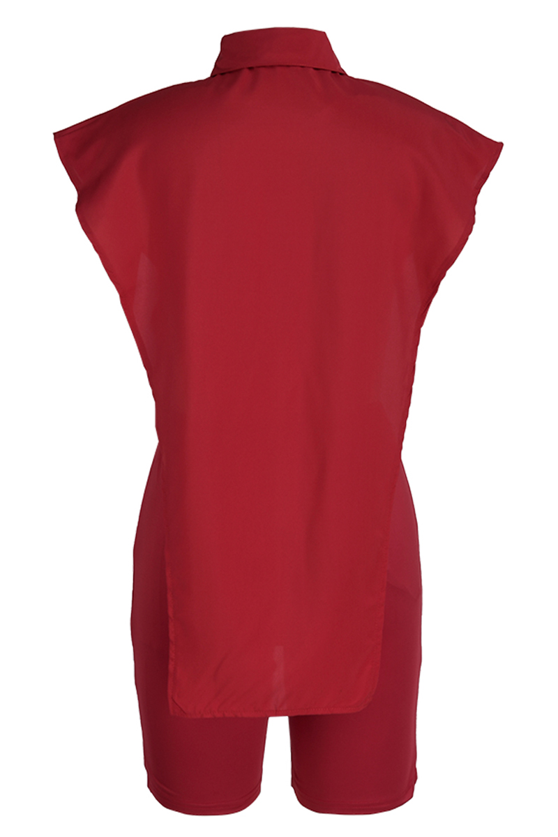 Pink Fashion Casual Letter Print Asymmetrical Turndown Collar Sleeveless Two Pieces