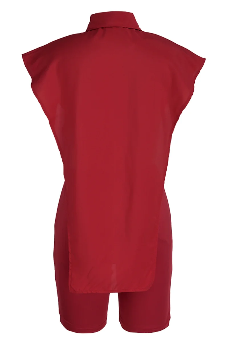 Pink Fashion Casual Letter Print Asymmetrical Turndown Collar Sleeveless Two Pieces