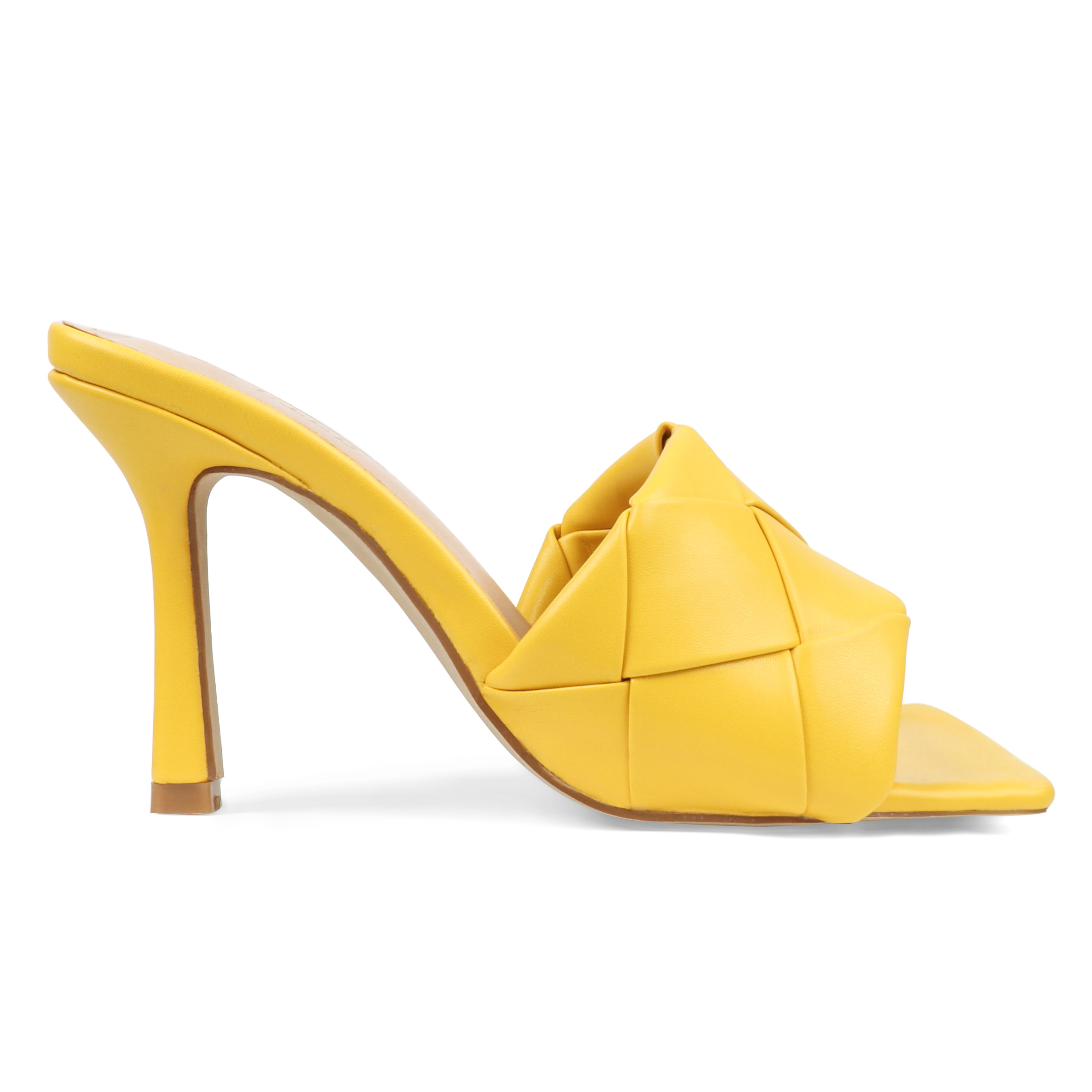 90mm Women's Square Open Toe Sandals Stiletto Heeled Woven Mule Sandals Quilted Backless Classic Daily Slippers-vocosishoes