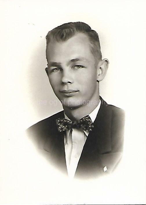 Found Photo Poster paintinggraph bw 1950's HIGH SCHOOL BOY Original Portrait YOUNG MAN 15 27 C