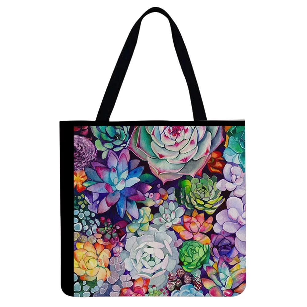 Linen Tote Bag -  Succulents