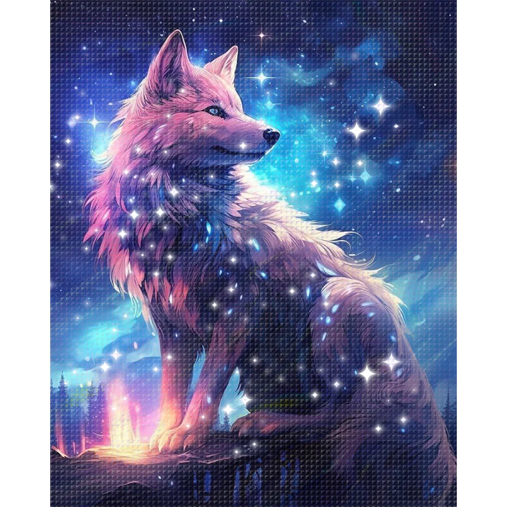 9CT Full Stamped Cross Stitch Bead Embroidery- Wolf(Canvas|41*50CM)