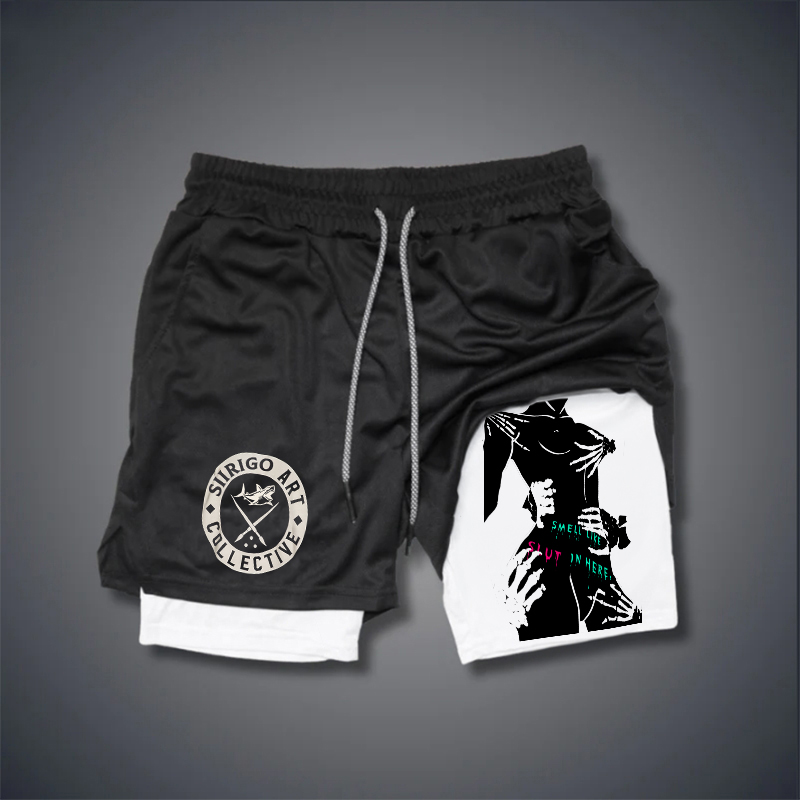 SMELL LIKE SLUT IN HERE NAKED LADY Graphic Print GYM PERFORMANCE SHORTS
