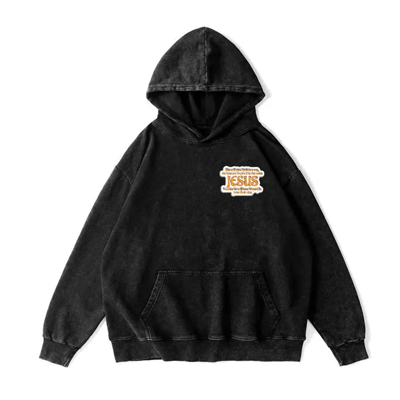 Loveciss®/ Jesus Matthew1:21 Unisex Washed Long Sleeve Hoodie