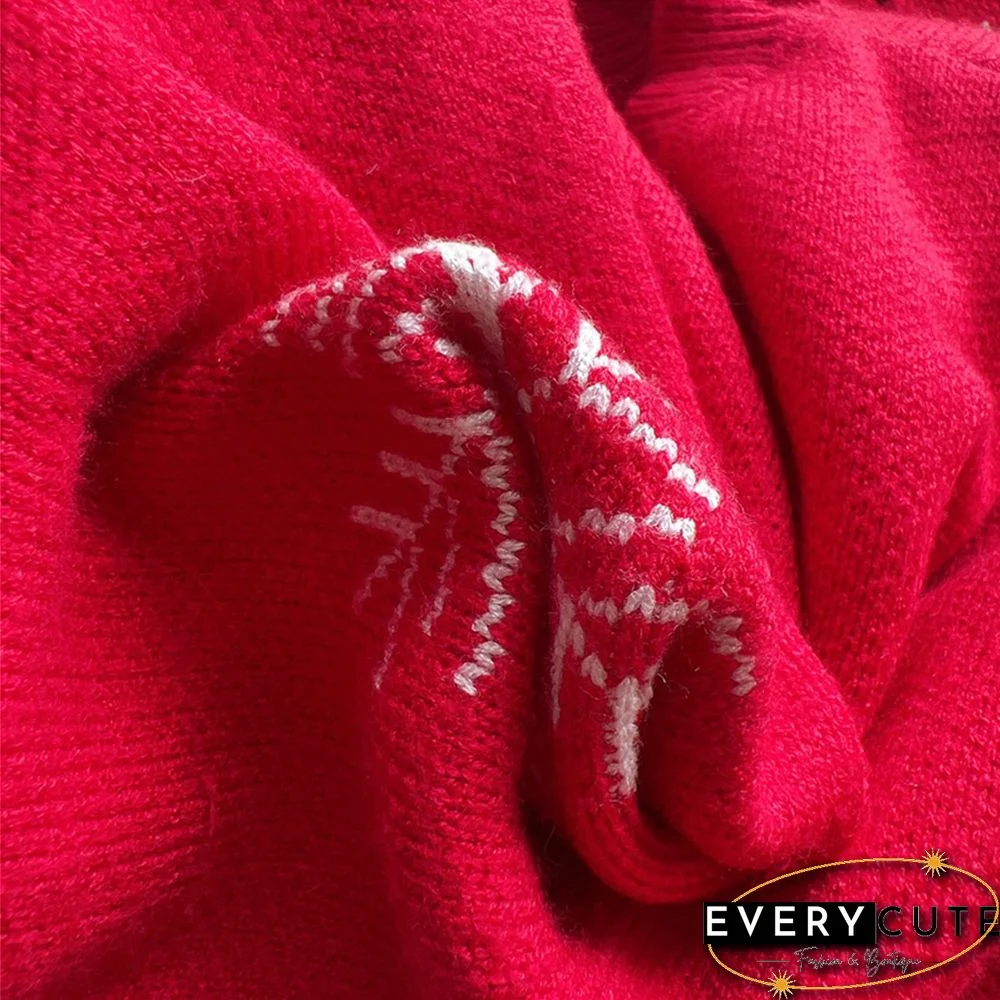 Red Snowflake Print Thicken Christmas Sweater