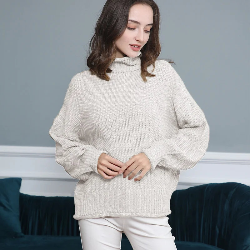 Wongn Wongn Style Women's Sweater Fashion Casual Women's Long Sleeve High Collar Pure Color Knit Pullover