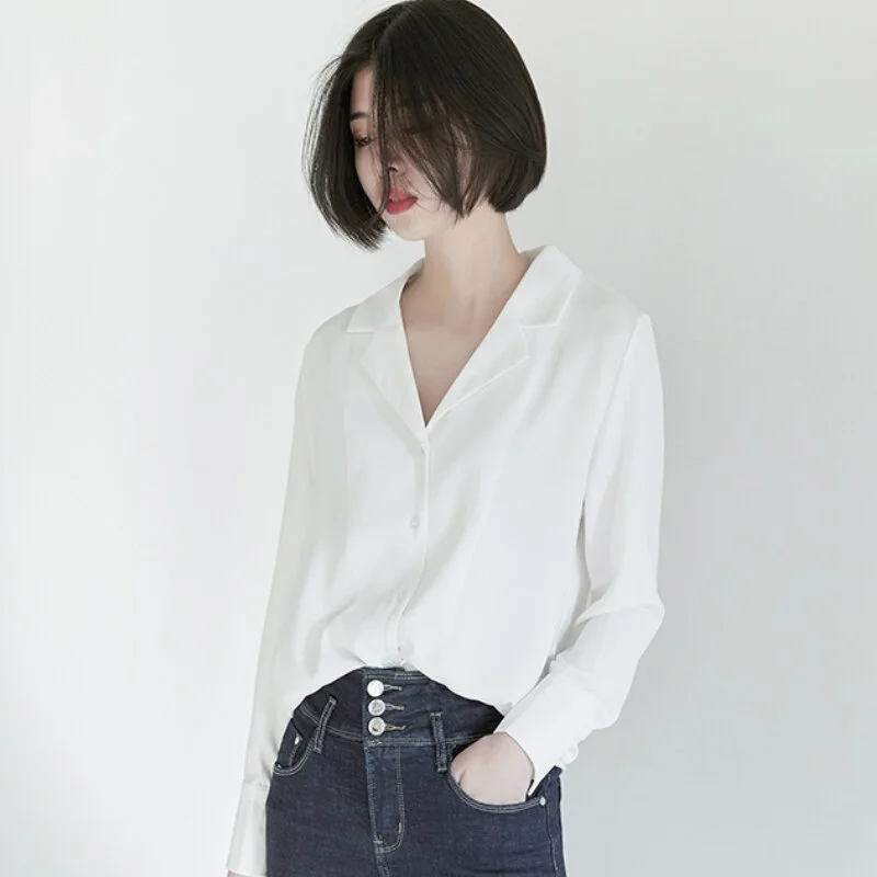 Fashion Blouses Woman 2023 Casual V-neck Office Ladies Tops Chiffon Blouse Long Sleeve Women Shirts Womens Tops And Blouses B855