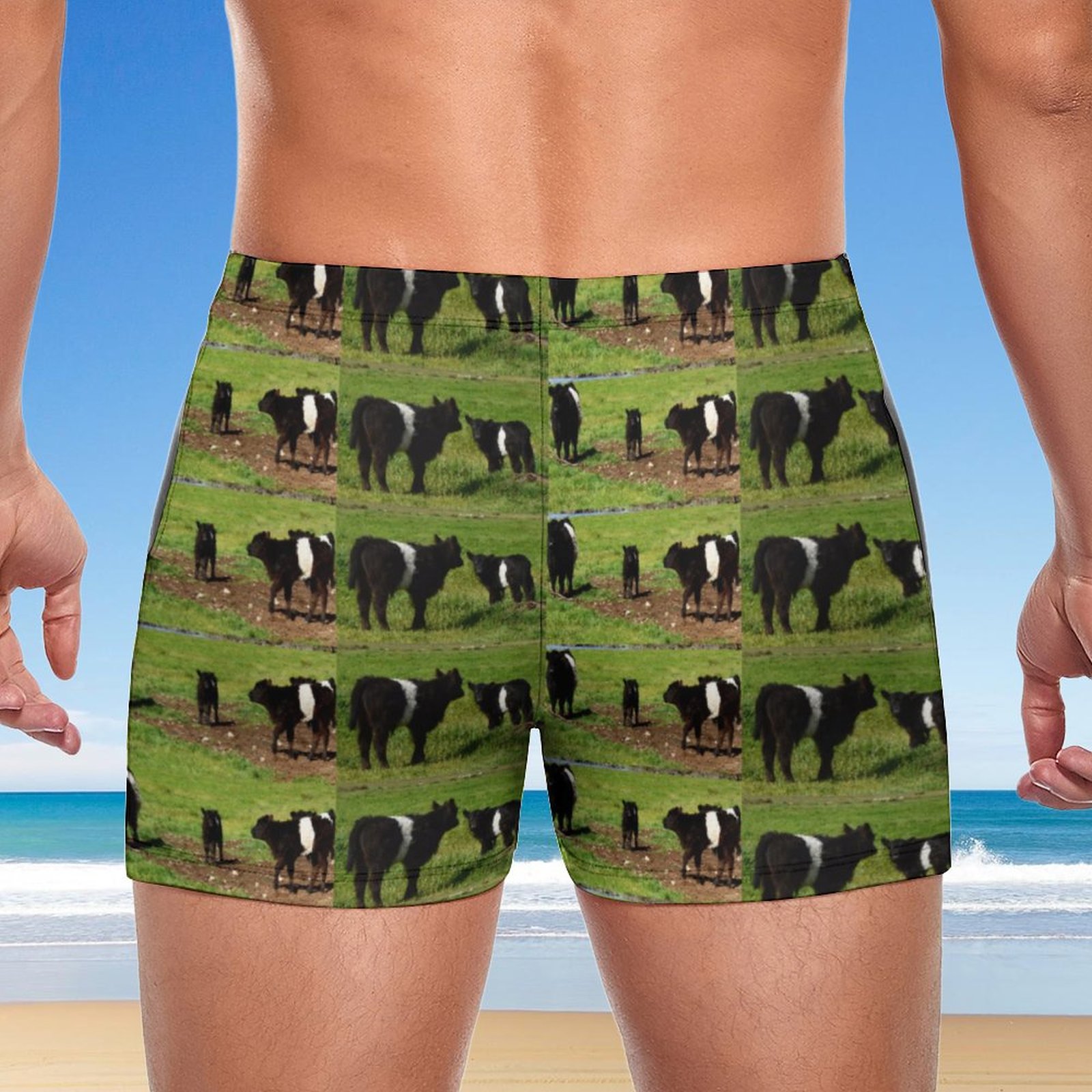 SFNEEWHO Woolly Black White Belted Galloway Cow Swim Brief Square Leg ...