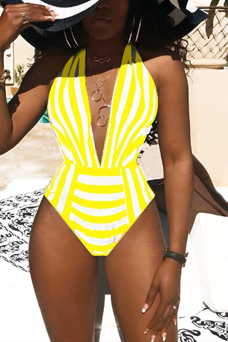 Fashion Striped Printed Bikini Swimwear