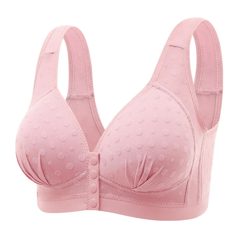 Wire-free Skin-friendly Front Buttons Cotton Bra