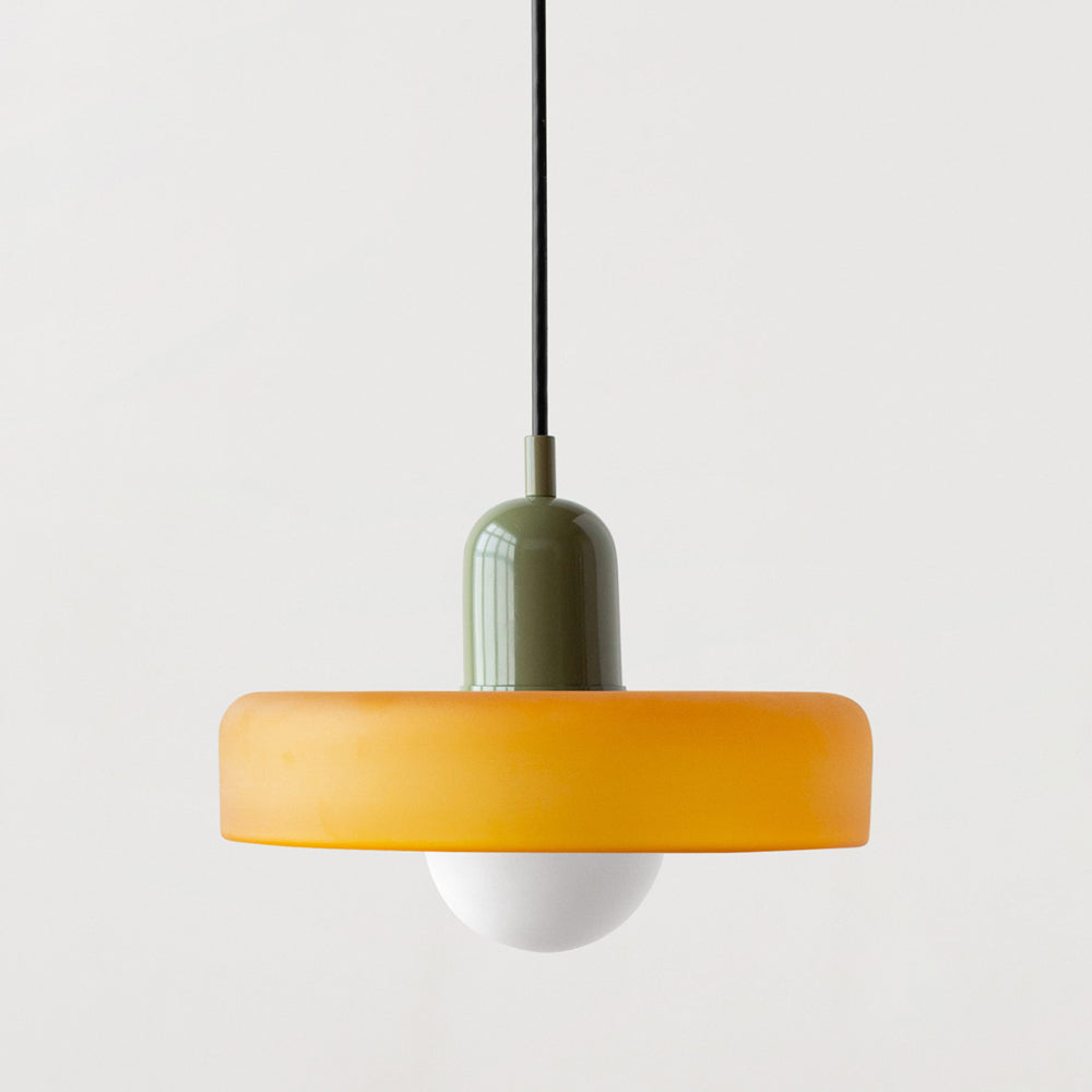 Modern Stained Orange Glass Bauhaus Pendant Light