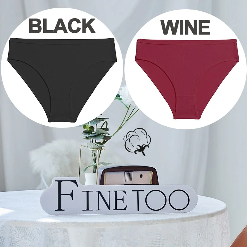 FINETOO 1/2PCS Sexy Panties Women Underwear Cotton Panties Female Underpants Solid Color Soft Woman Briefs M-XL Pantys Lingerie