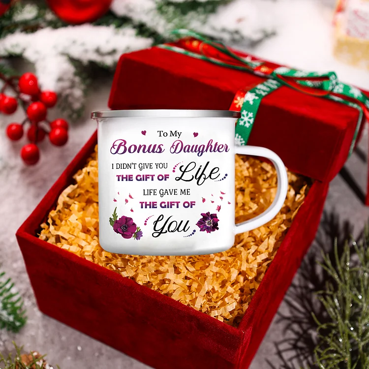 To My Bonus Daughter Mug Set With Gift Box Christmas Birthday Gift Ceramic Coffee Mug for Daughter