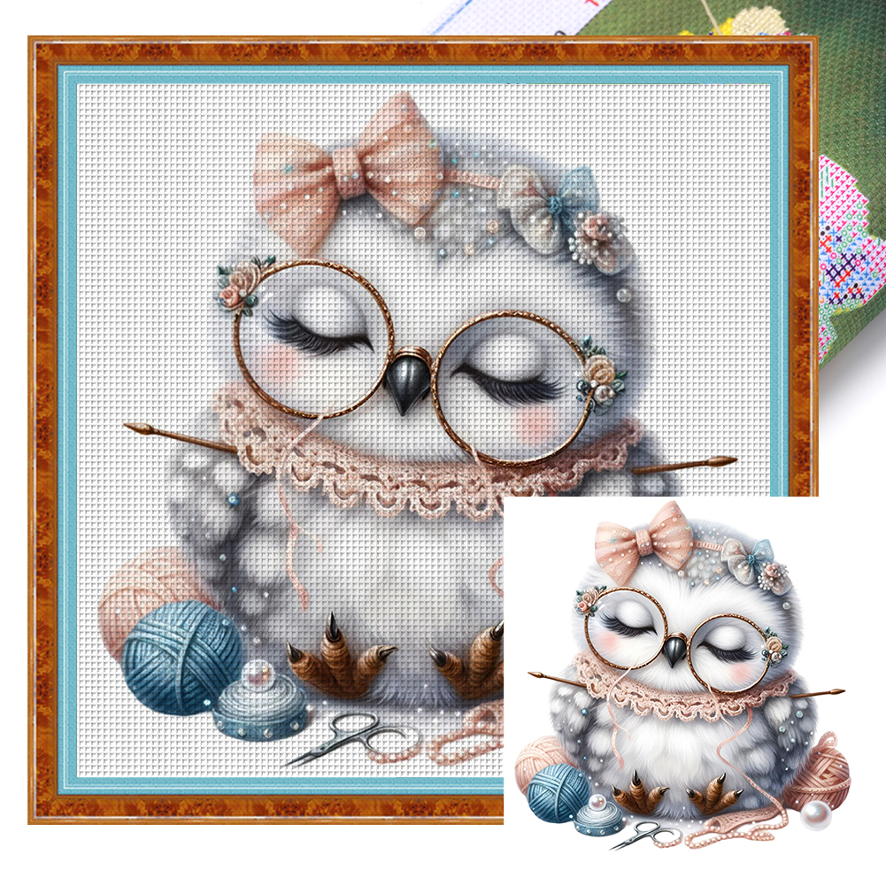 Sewing Owl Full 11CT Pre-stamped Canvas(40*40cm) Cross Stitch