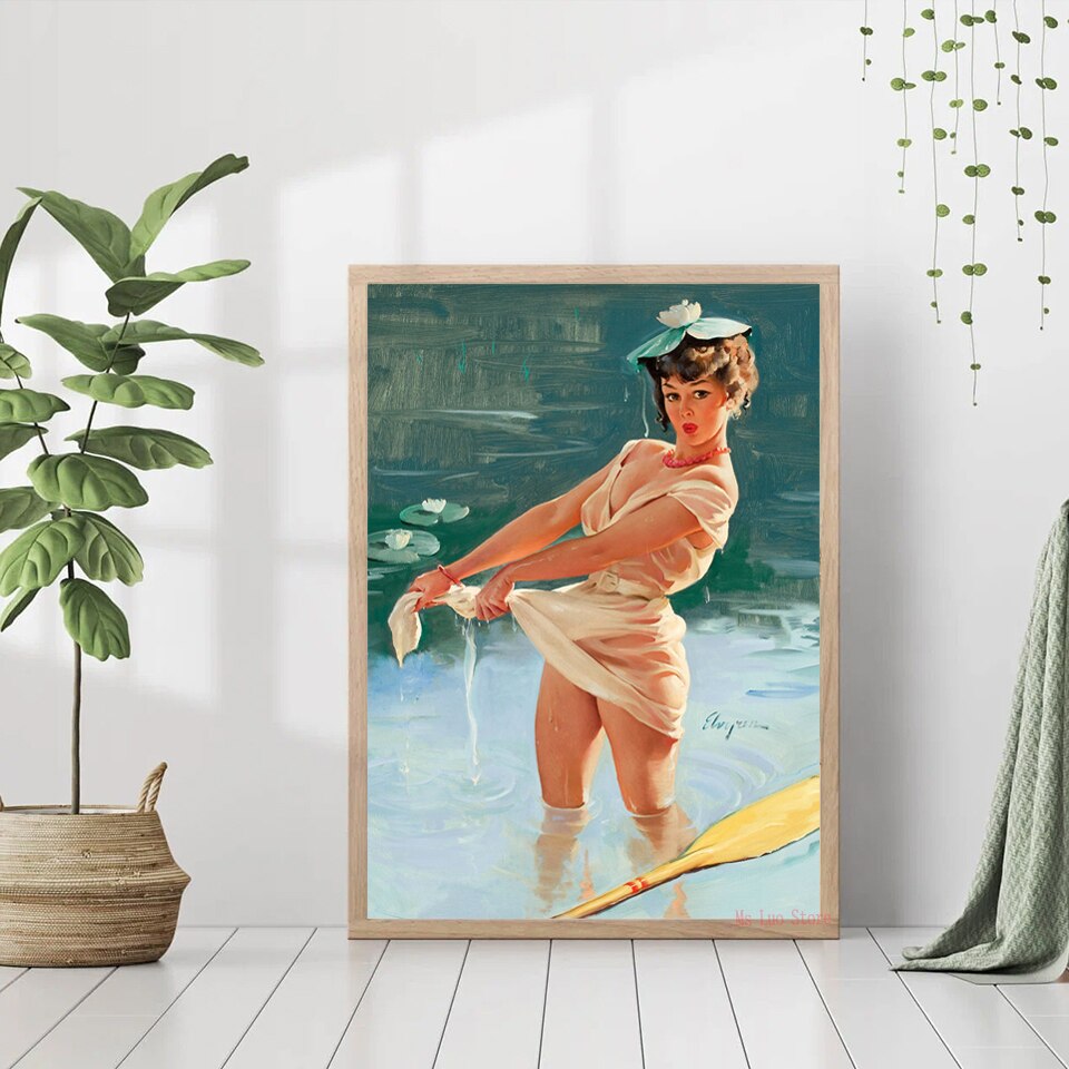 Vintage Sexy Girls Poster What A View Canvas Prints Wall Art For Living Room Bedroom Decor Gift
