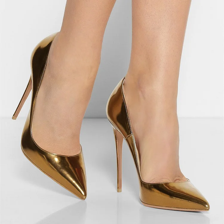 Metallic Gold Pointed Stiletto Heeled Ankle Boots – FloralKini