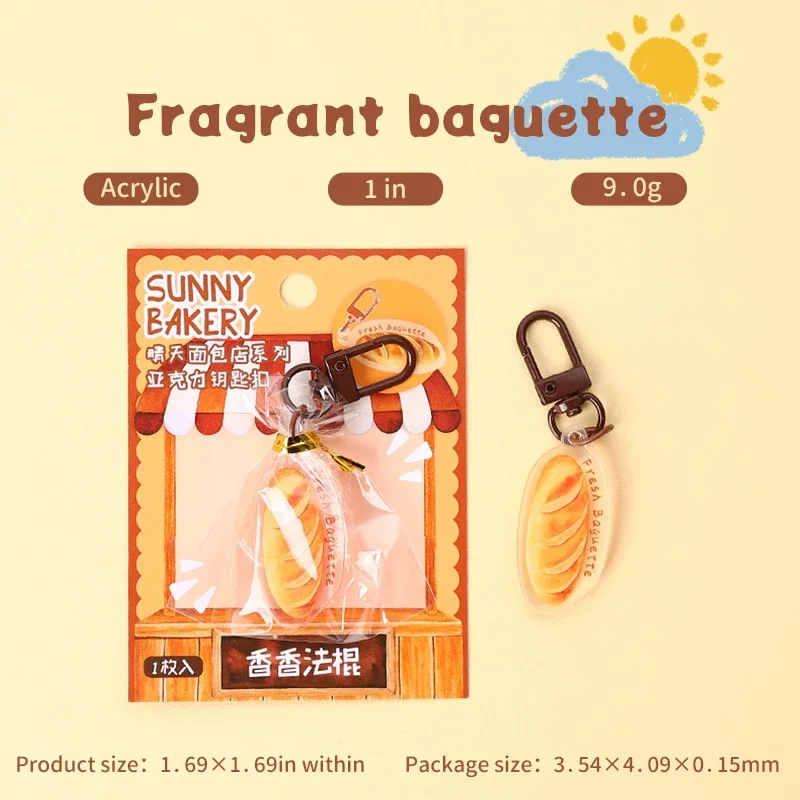 Acrylic Keychain - Sunny Sky Bakery Series Kawaii Bread Shape Journal Material 