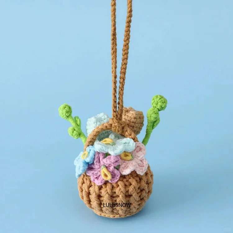 Lulusnow Handmade  Myosotis Flower Pot Car Gift/Plant Lover Gift Car Hanging Decoration