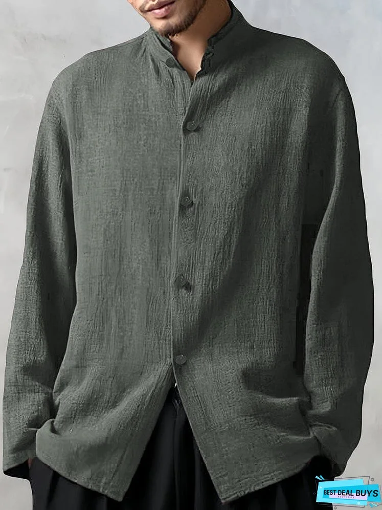 Cotton Linen Loose Fit Long Sleeve Shirt