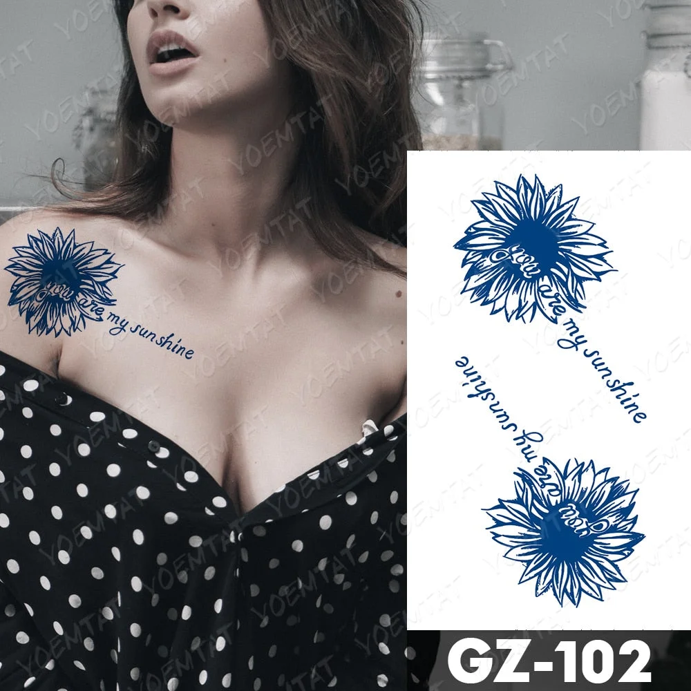 Juice Lasting Waterproof Temporary Tattoo Stickers Starry Sky Moon Flower Rose Flash Tattoos Woman Arm Ink Body Art Fake Tatto