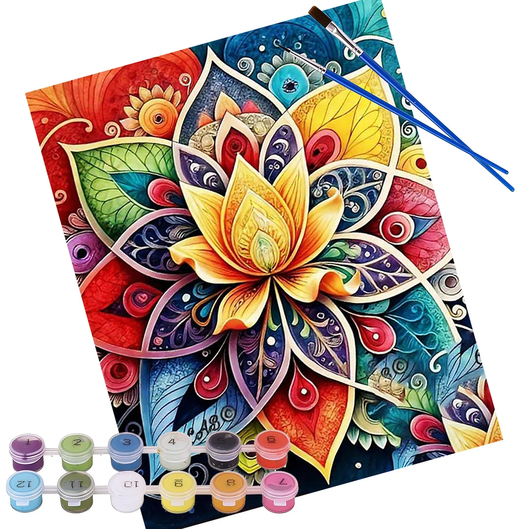 DIY Mandalas Paint by Numbers Kits Drawing Paintwork on Canvas 15.75x19.69inch Without Frame Canvas Oil Painting Number Painting for Beginners Adults Gift Home Wall Decor